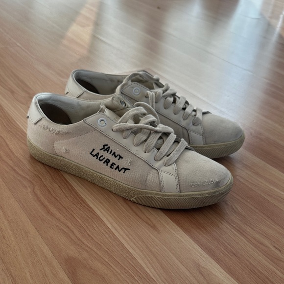 Saint Laurent Court Classic Canvas Logo Sneakers 38.5